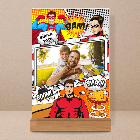 Comics mój tata - Druk na szkle, spersonalizowany prezent dla taty - Adamell.pl