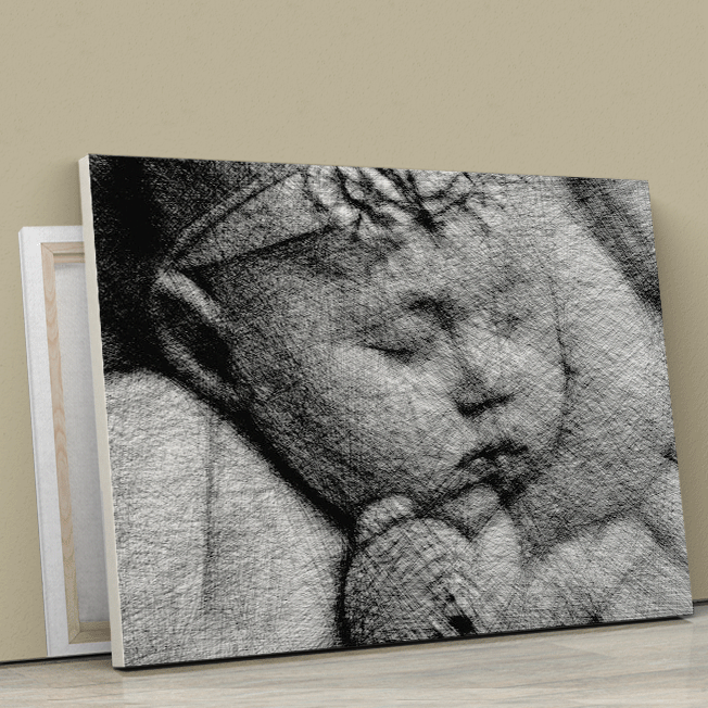 Czarno - biały obraz dziecka - druk na płótnie, spersonalizowany prezent - Adamell.pl - Wyjątkowe Prezenty