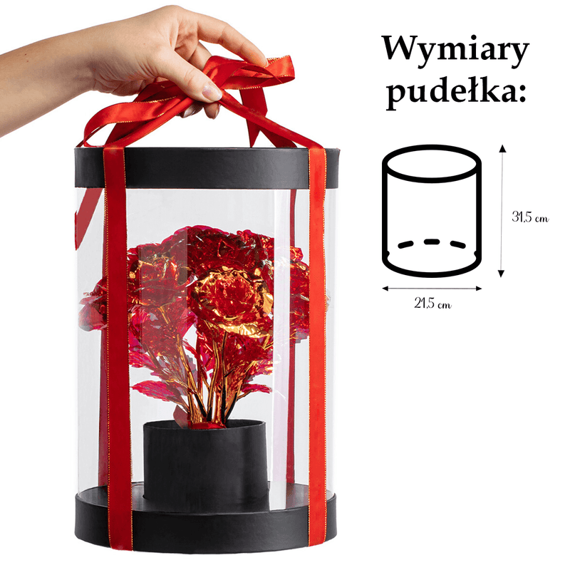 Czarny box LED świecące róże + GRATISY - Adamell.pl - Wyjątkowe Prezenty