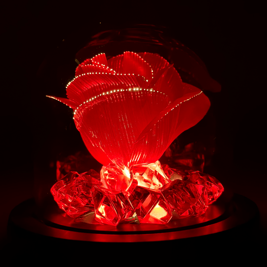 Czerwona róża wieczna z wielokolorowym światłem LED + GRATISY - Adamell.pl