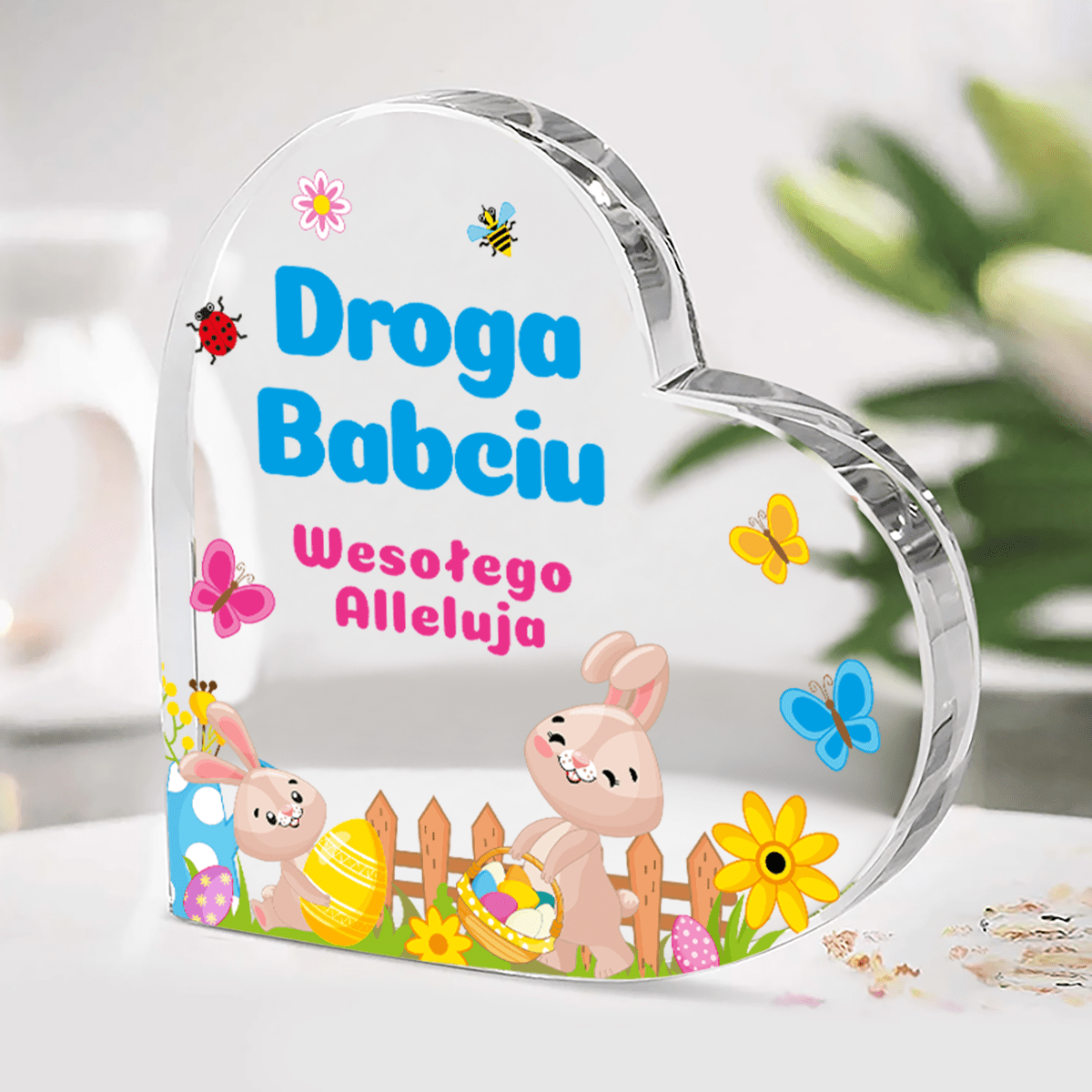 Dla babci na Wielkanoc - Szklane serce, spersonalizowany prezent dla babci - Adamell.pl
