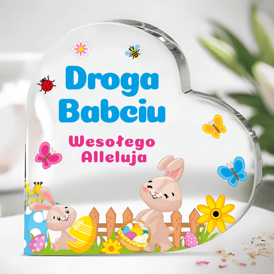 Dla babci na Wielkanoc - Szklane serce, spersonalizowany prezent dla babci - Adamell.pl