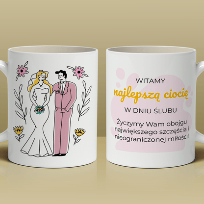 Dla cioci w dniu ślubu - 1x Kubek z nadrukiem, spersonalizowany prezent dla cioci - Adamell.pl