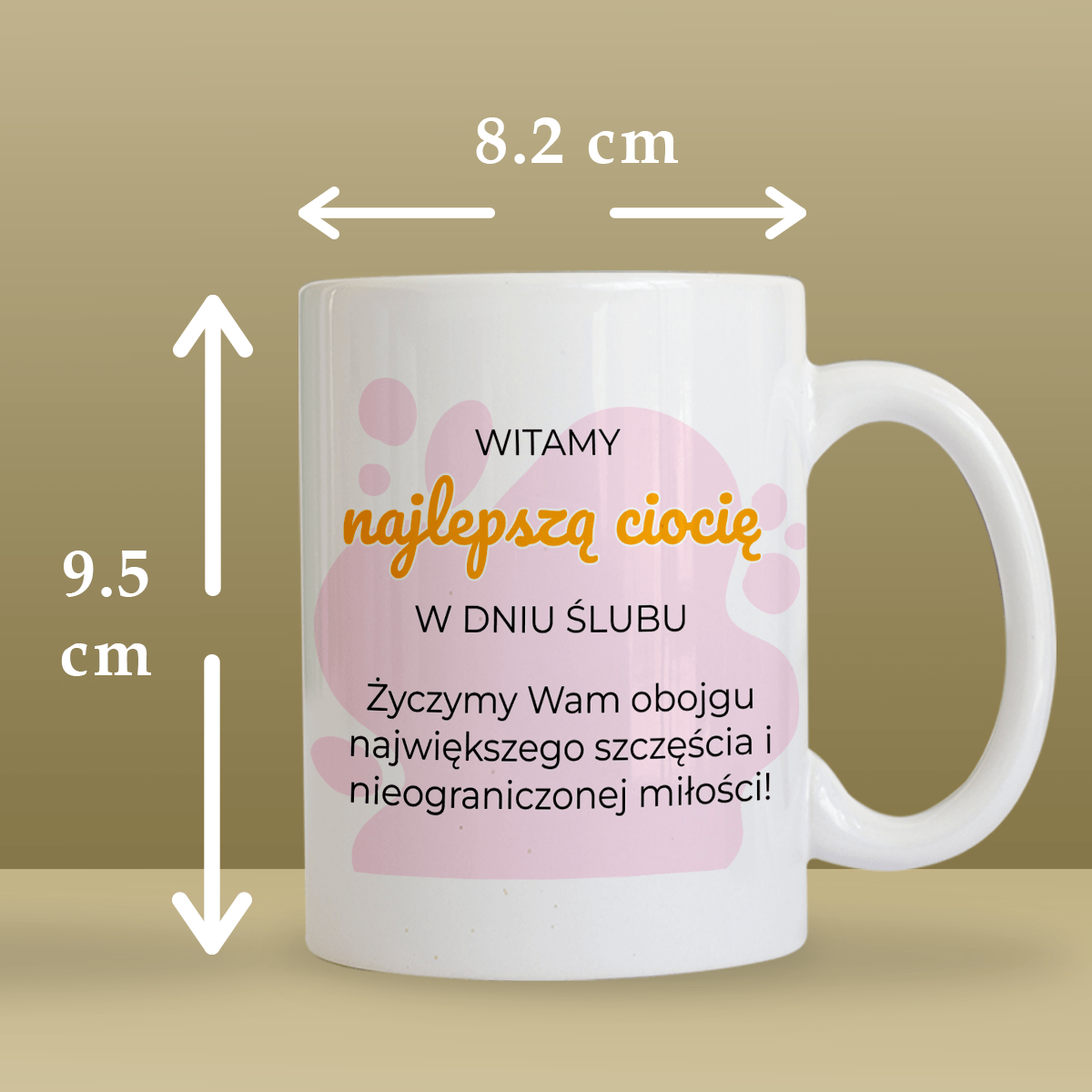 Dla cioci w dniu ślubu - 1x Kubek z nadrukiem, spersonalizowany prezent dla cioci - Adamell.pl