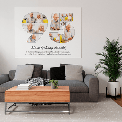 Dla dziadka 95 lat - druk na płótnie, spersonalizowany prezent dla dziadka - Adamell.pl