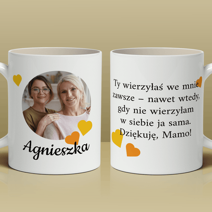 Dla mamy imię + zdjęcie - 1x Kubek z nadrukiem, spersonalizowany prezent dla mamy - Adamell.pl