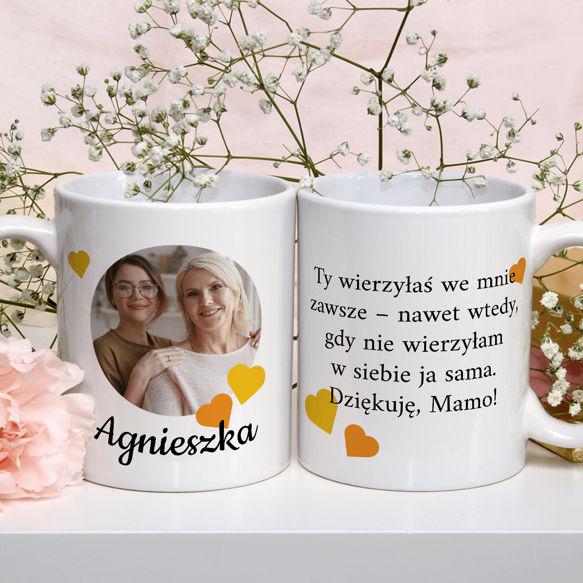 Dla mamy imię + zdjęcie - 1x Kubek z nadrukiem, spersonalizowany prezent dla mamy - Adamell.pl