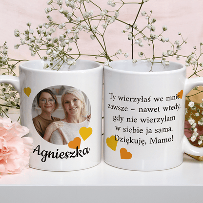Dla mamy imię + zdjęcie - 1x Kubek z nadrukiem, spersonalizowany prezent dla mamy - Adamell.pl
