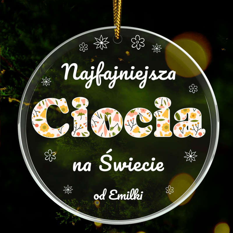 Dla najfajniejszej cioci - bombka choinkowa, spersonalizowany prezent dla cioci - Adamell.pl