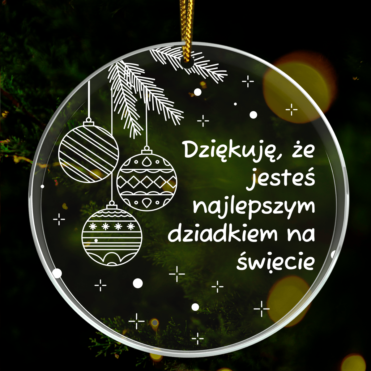 Dla najlepszego dziadka - bombka choinkowa, spersonalizowany prezent dla dziadka - Adamell.pl
