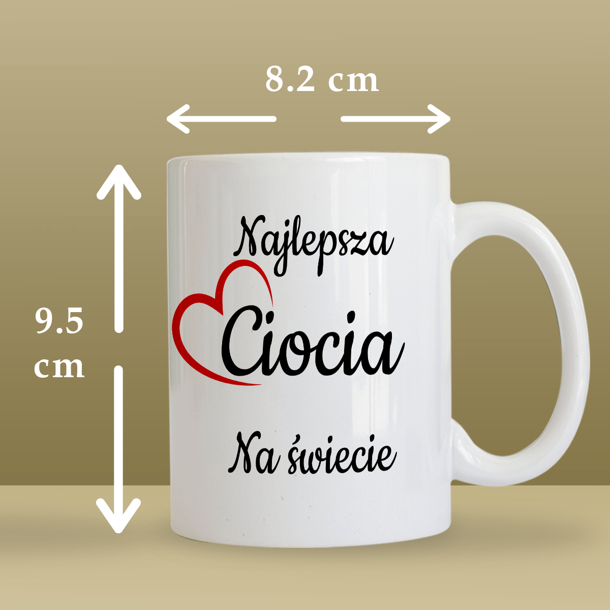 Dla najlepszej cioci - 1x Kubek z nadrukiem, spersonalizowany prezent dla cioci - Adamell.pl