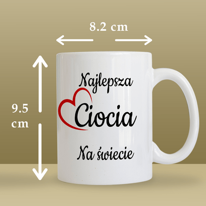 Dla najlepszej cioci - 1x Kubek z nadrukiem, spersonalizowany prezent dla cioci - Adamell.pl