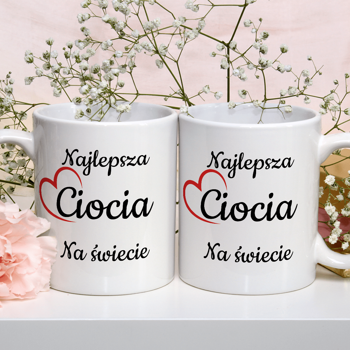 Dla najlepszej cioci - 1x Kubek z nadrukiem, spersonalizowany prezent dla cioci - Adamell.pl
