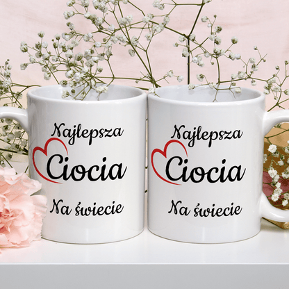 Dla najlepszej cioci - 1x Kubek z nadrukiem, spersonalizowany prezent dla cioci - Adamell.pl