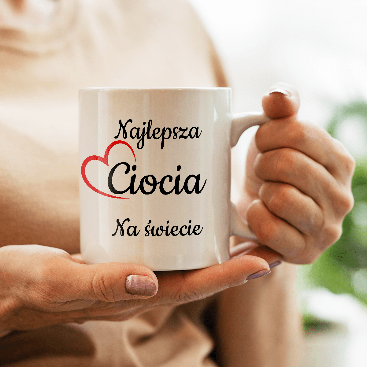 Dla najlepszej cioci - 1x Kubek z nadrukiem, spersonalizowany prezent dla cioci - Adamell.pl
