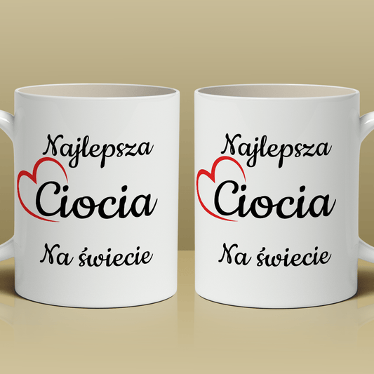 Dla najlepszej cioci - 1x Kubek z nadrukiem, spersonalizowany prezent dla cioci - Adamell.pl