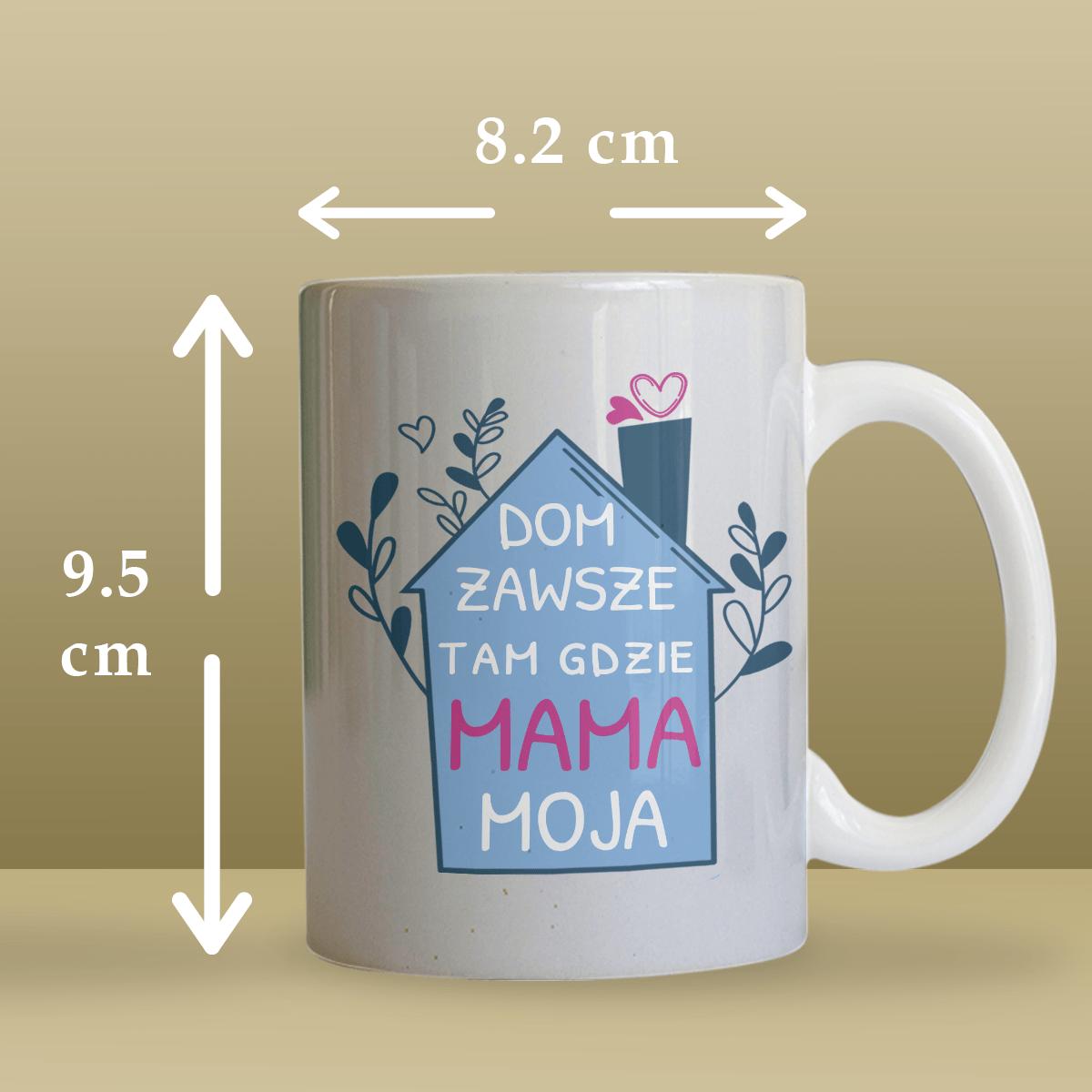 Dom jest tam, gdzie mama - 1x Kubek z nadrukiem, spersonalizowany prezent dla mamy - Adamell.pl