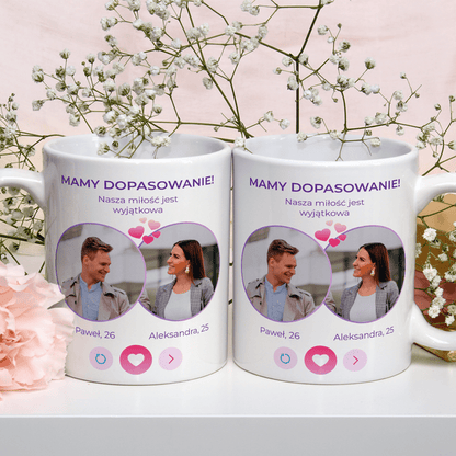 Dopasowanie - Zestaw 2 x Kubek z nadrukiem, spersonalizowany prezent dla pary - Adamell.pl