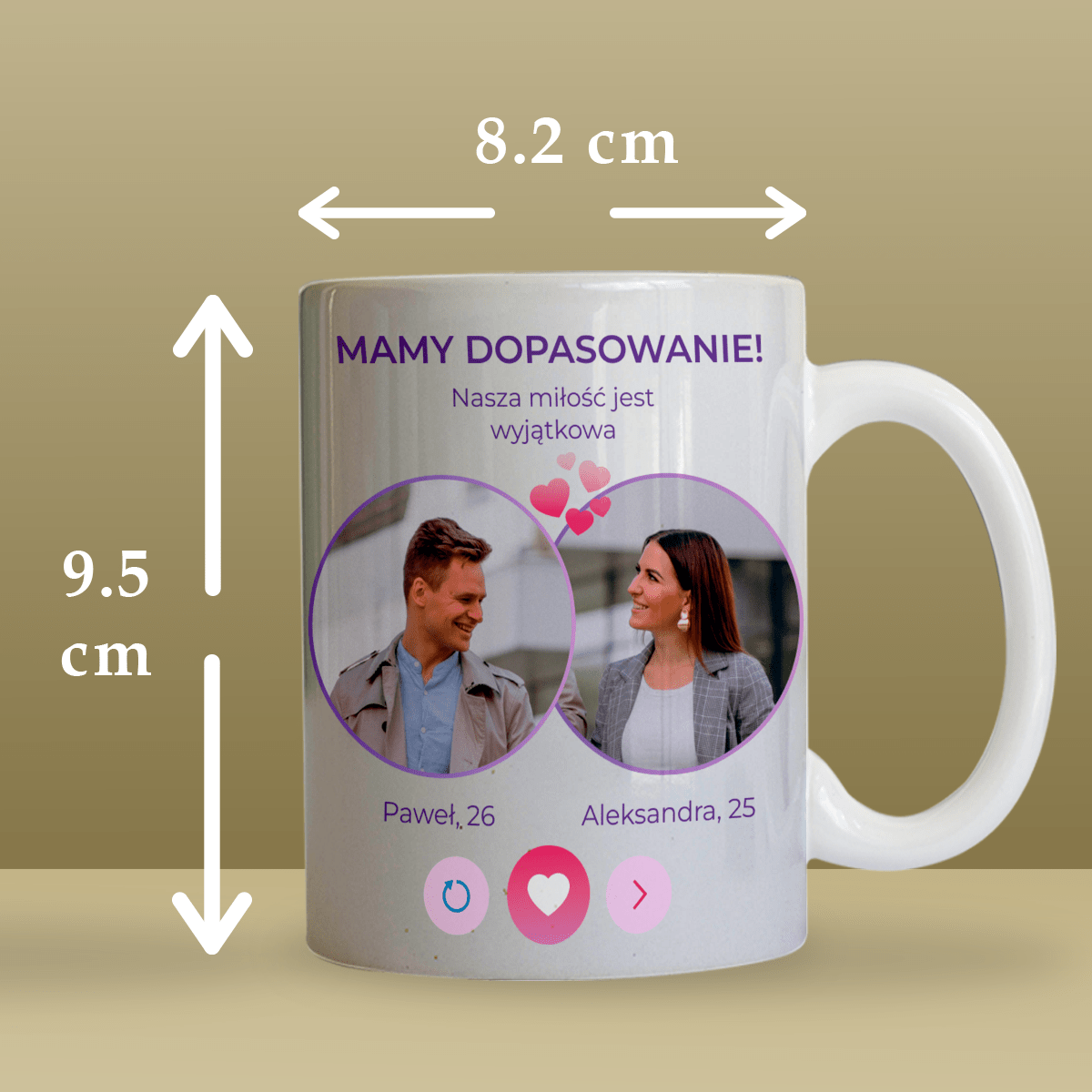 Dopasowanie - Zestaw 2 x Kubek z nadrukiem, spersonalizowany prezent dla pary - Adamell.pl