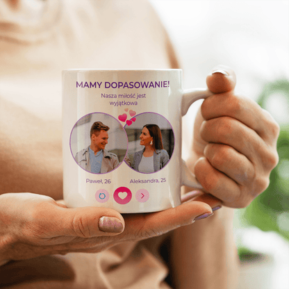 Dopasowanie - Zestaw 2 x Kubek z nadrukiem, spersonalizowany prezent dla pary - Adamell.pl