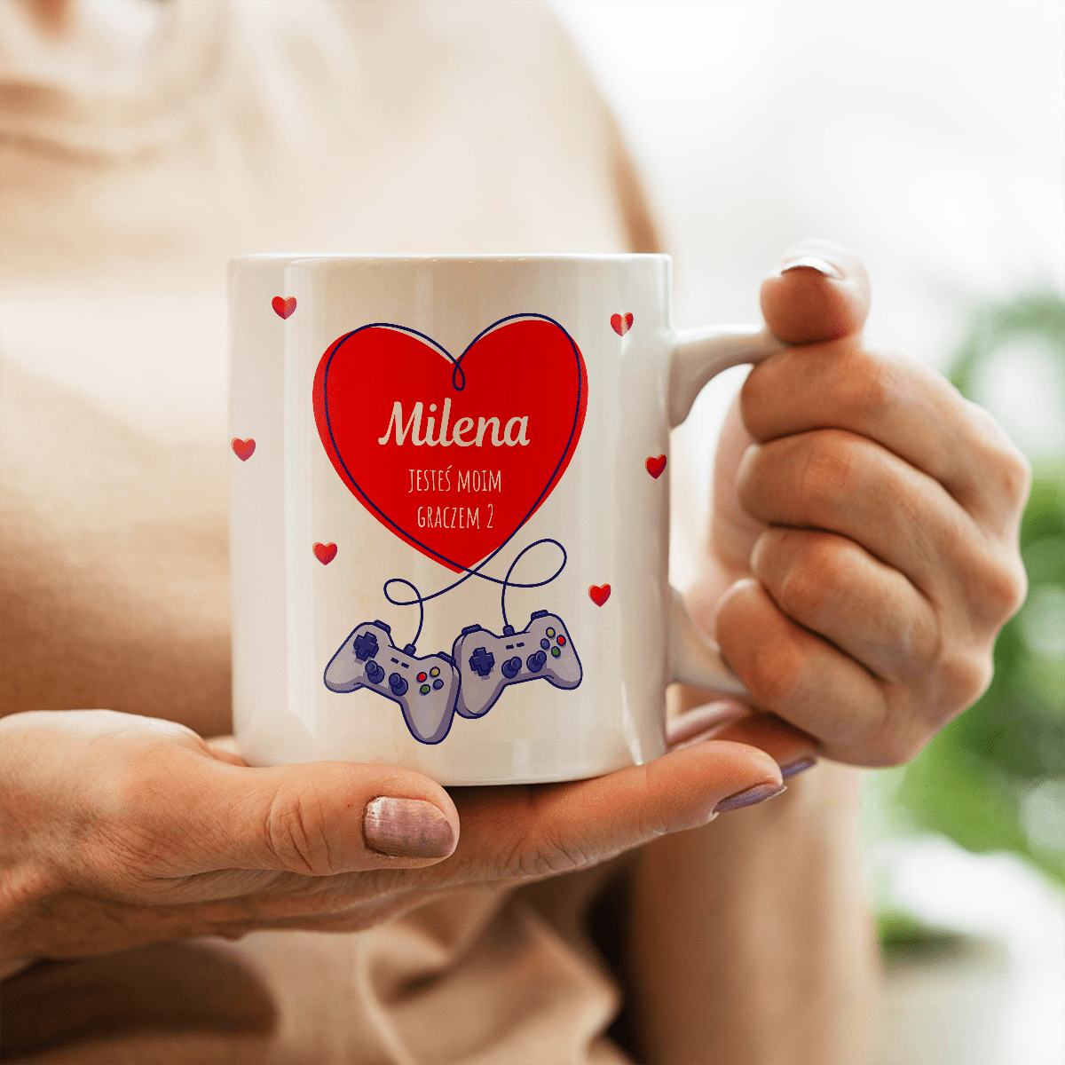 Drugi gracz - 1x Kubek z nadrukiem, spersonalizowany prezent dla pary - Adamell.pl