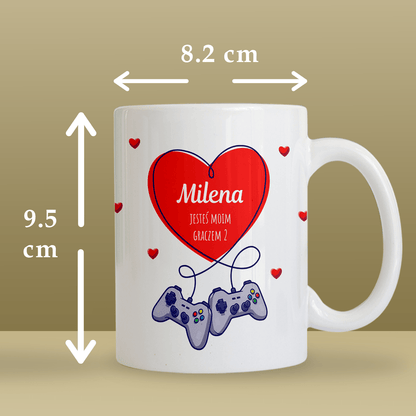 Drugi gracz - 1x Kubek z nadrukiem, spersonalizowany prezent dla pary - Adamell.pl