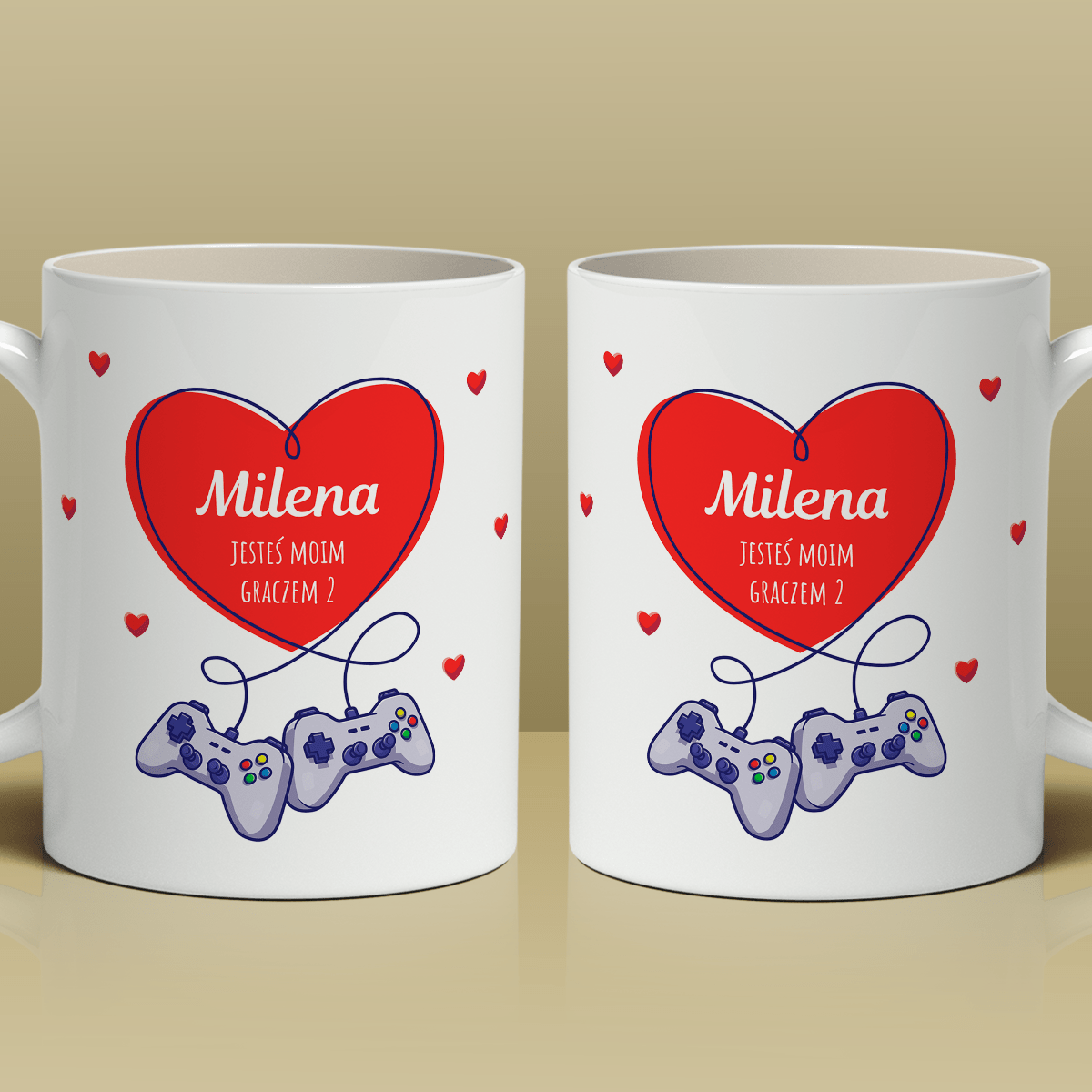 Drugi gracz - 1x Kubek z nadrukiem, spersonalizowany prezent dla pary - Adamell.pl