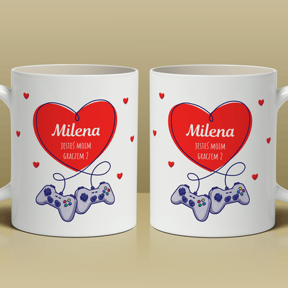 Drugi gracz - 1x Kubek z nadrukiem, spersonalizowany prezent dla pary - Adamell.pl