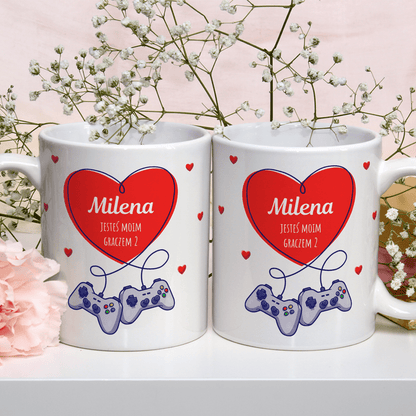 Drugi gracz - 1x Kubek z nadrukiem, spersonalizowany prezent dla pary - Adamell.pl