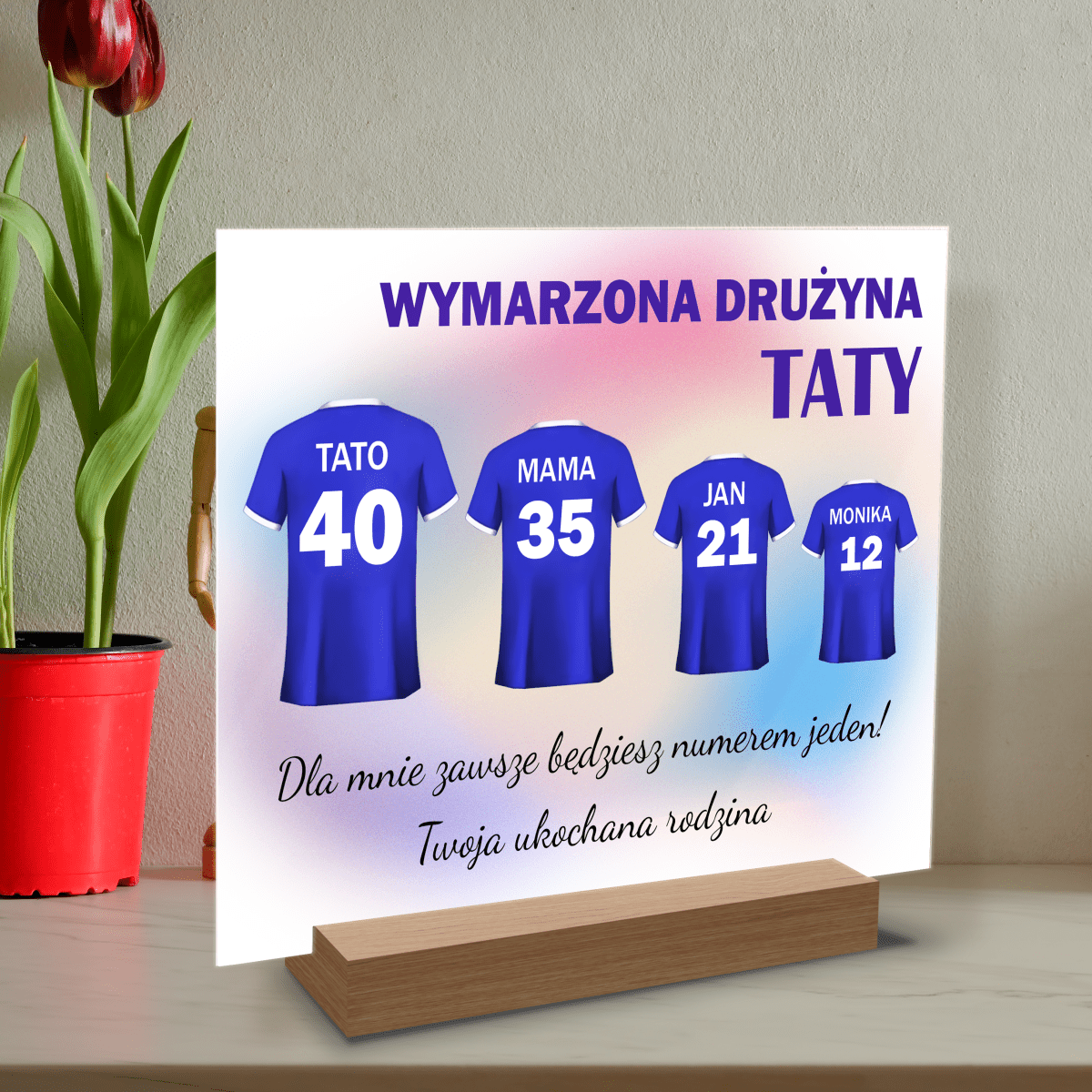 Drużyna taty - Druk na szkle, spersonalizowany prezent dla taty - Adamell.pl