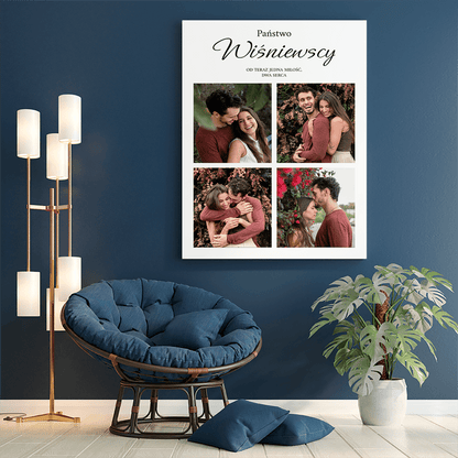 Dwa serca - druk na płótnie, spersonalizowany prezent dla pary - Adamell.pl