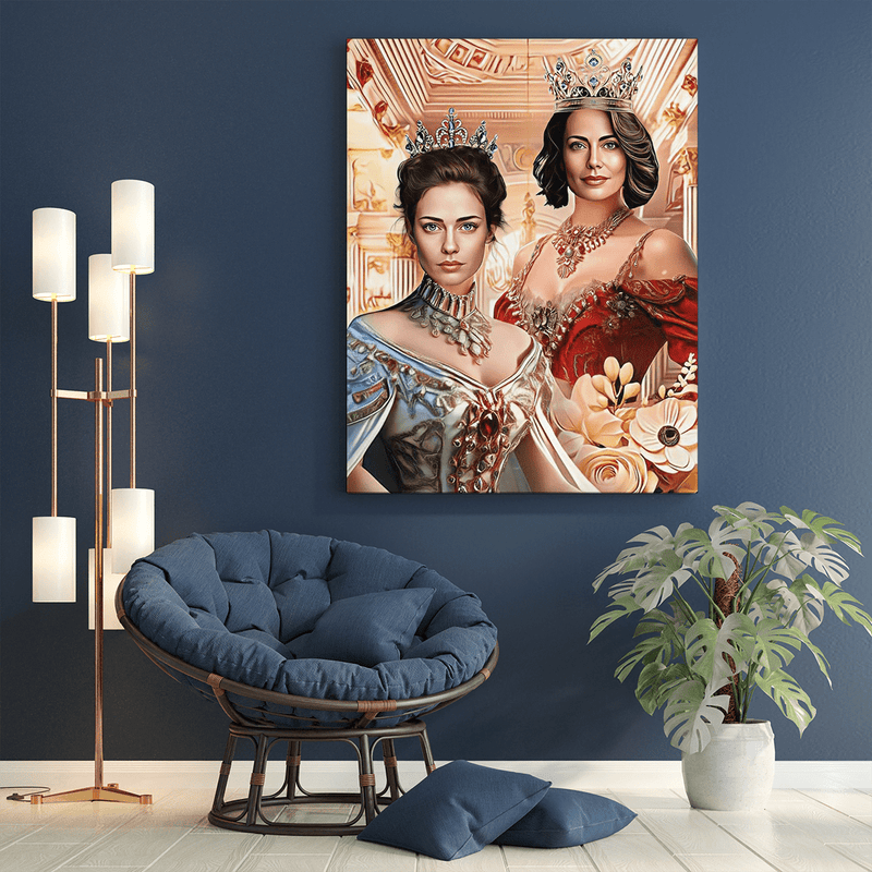 Dwie królowe portret - druk na płótnie, spersonalizowany prezent dla niej - Adamell.pl