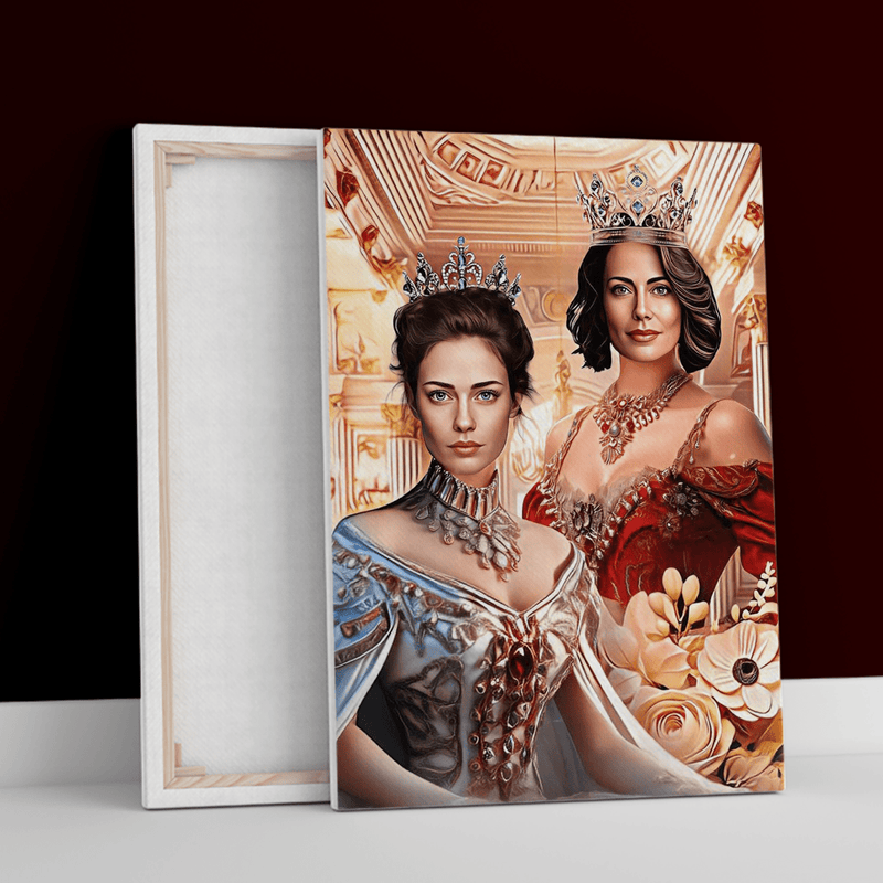 Dwie królowe portret - druk na płótnie, spersonalizowany prezent dla niej - Adamell.pl