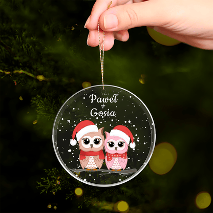 Dwie sowy - bombka choinkowa, spersonalizowany prezent dla pary - Adamell.pl