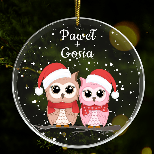 Dwie sowy - bombka choinkowa, spersonalizowany prezent dla pary - Adamell.pl
