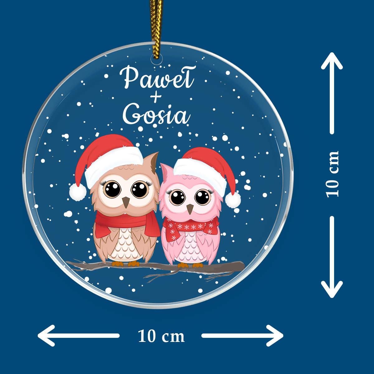 Dwie sowy - bombka choinkowa, spersonalizowany prezent dla pary - Adamell.pl