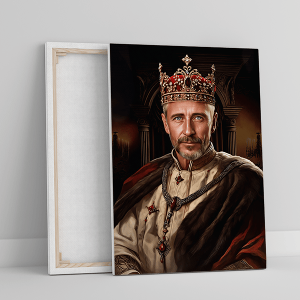 Dziadek król portret - druk na płótnie, spersonalizowany prezent dla dziadka - Adamell.pl