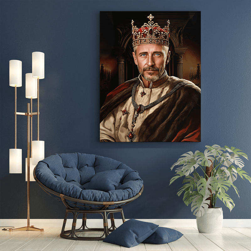 Dziadek król portret - druk na płótnie, spersonalizowany prezent dla dziadka - Adamell.pl