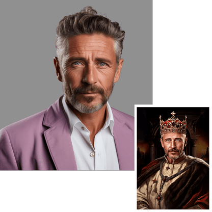 Dziadek król portret - druk na płótnie, spersonalizowany prezent dla dziadka - Adamell.pl