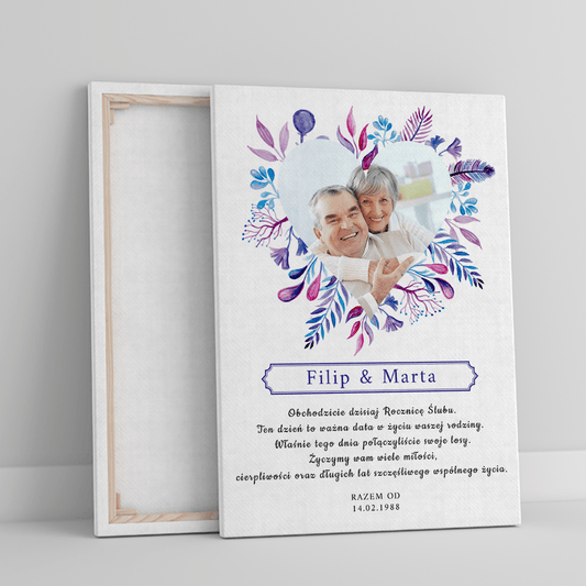 Dziadkowie serce - druk na płótnie, spersonalizowany prezent dla dziadków - Adamell.pl