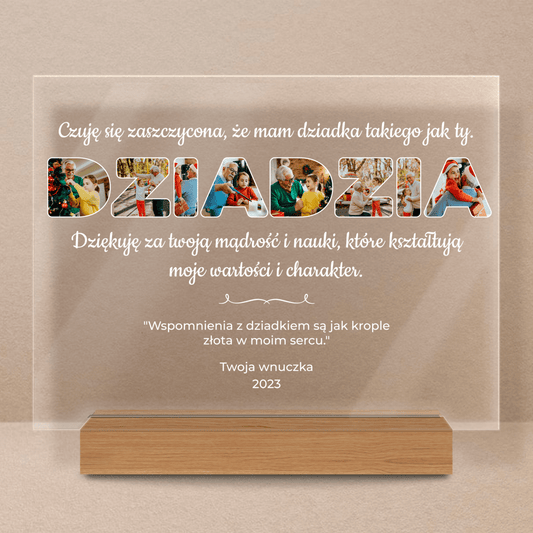 Dziadzia kolaż zdjęć - Druk na szkle, spersonalizowany prezent dla dziadka - Adamell.pl