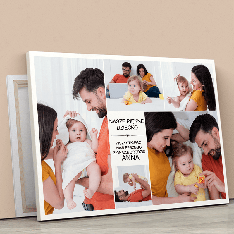 Dziecko kolaż na urodziny - druk na płótnie, spersonalizowany prezent dla dziecka - Adamell.pl