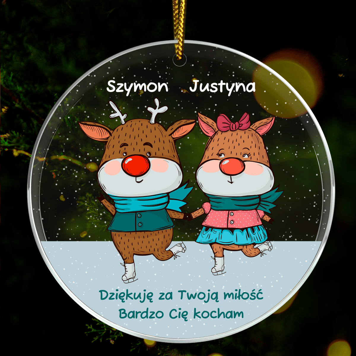 Dziękuję za Twoją miłość - bombka choinkowa, spersonalizowany prezent dla pary - Adamell.pl