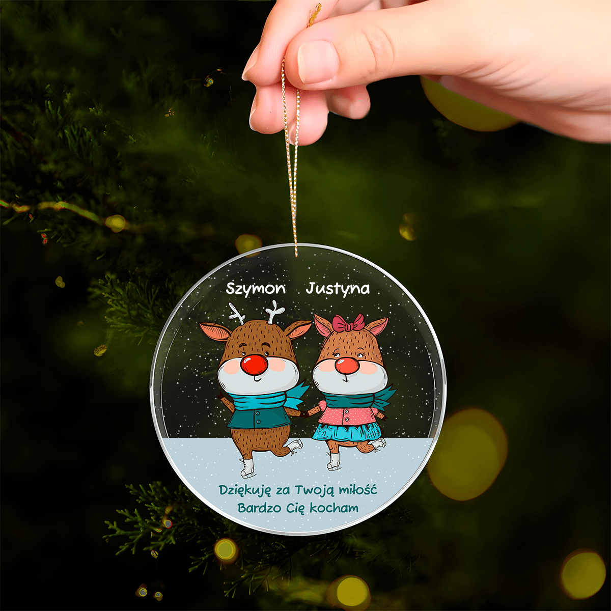 Dziękuję za Twoją miłość - bombka choinkowa, spersonalizowany prezent dla pary - Adamell.pl