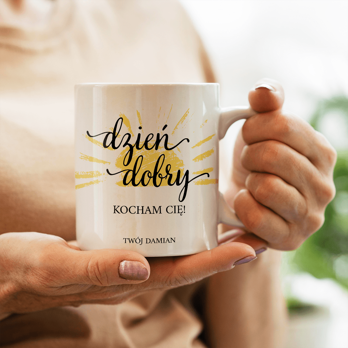 Dzień dobry - Kubek z nadrukiem, spersonalizowany prezent dla niej - Adamell.pl