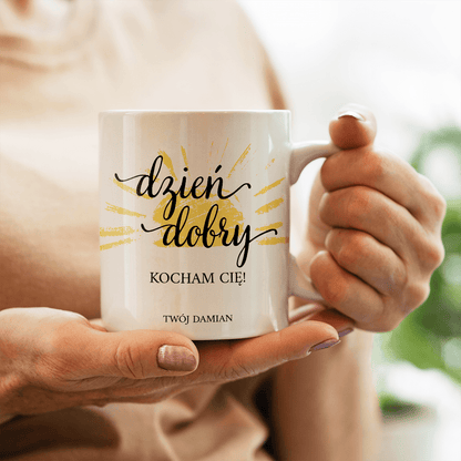 Dzień dobry - Kubek z nadrukiem, spersonalizowany prezent dla niej - Adamell.pl