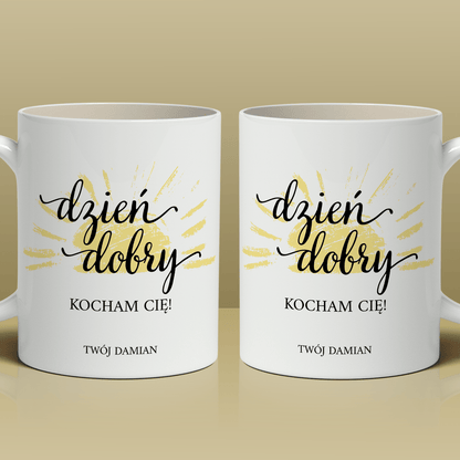 Dzień dobry - Kubek z nadrukiem, spersonalizowany prezent dla niej - Adamell.pl