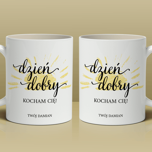 Dzień dobry - Kubek z nadrukiem, spersonalizowany prezent dla niej - Adamell.pl