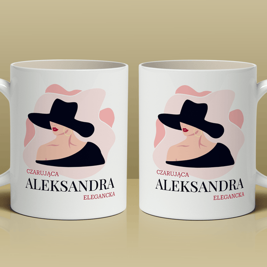 Elegancka lady - 1x Kubek z nadrukiem, spersonalizowany prezent dla kobiety - Adamell.pl