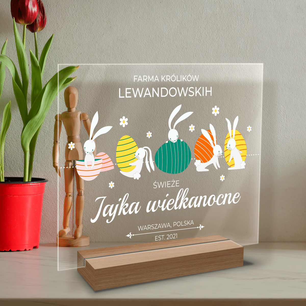 Farma królików - Druk na szkle, spersonalizowany prezent na Wielkanoc - Adamell.pl
